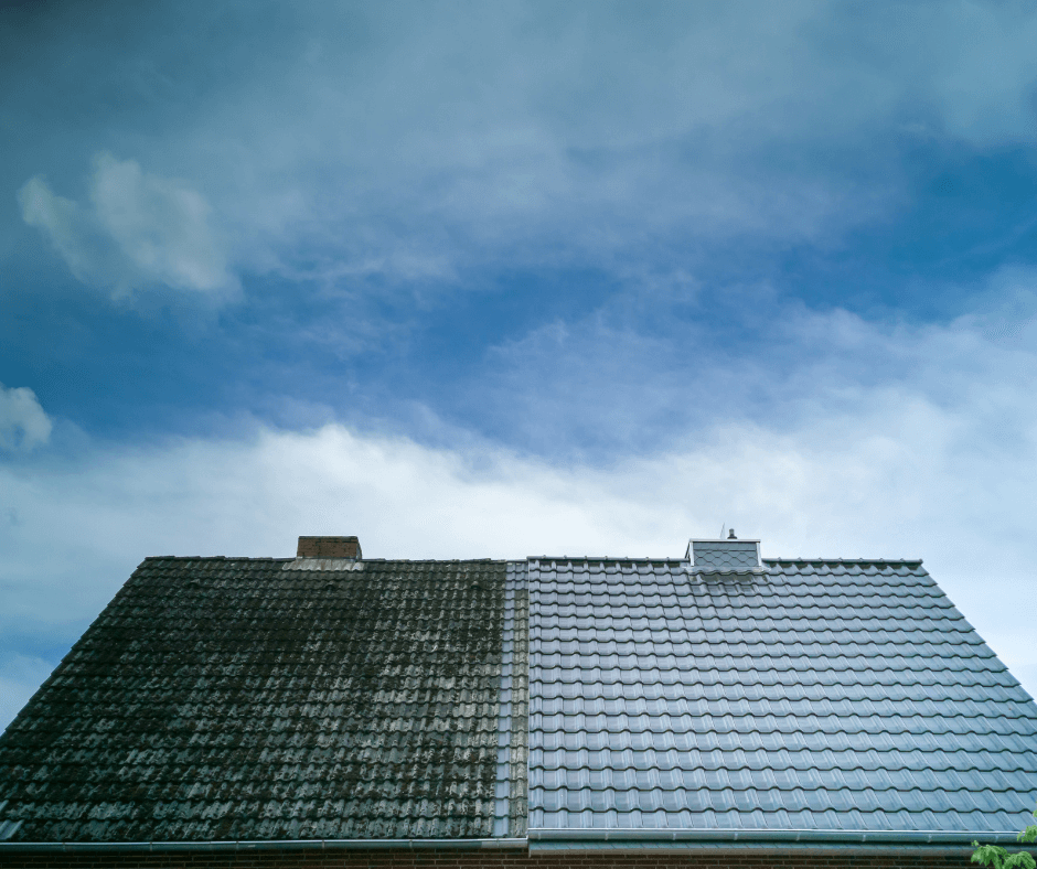 zadowolona klienta za czyszczenie dachu w domku jednorodzinnym z glonów i innych zabrudzeń